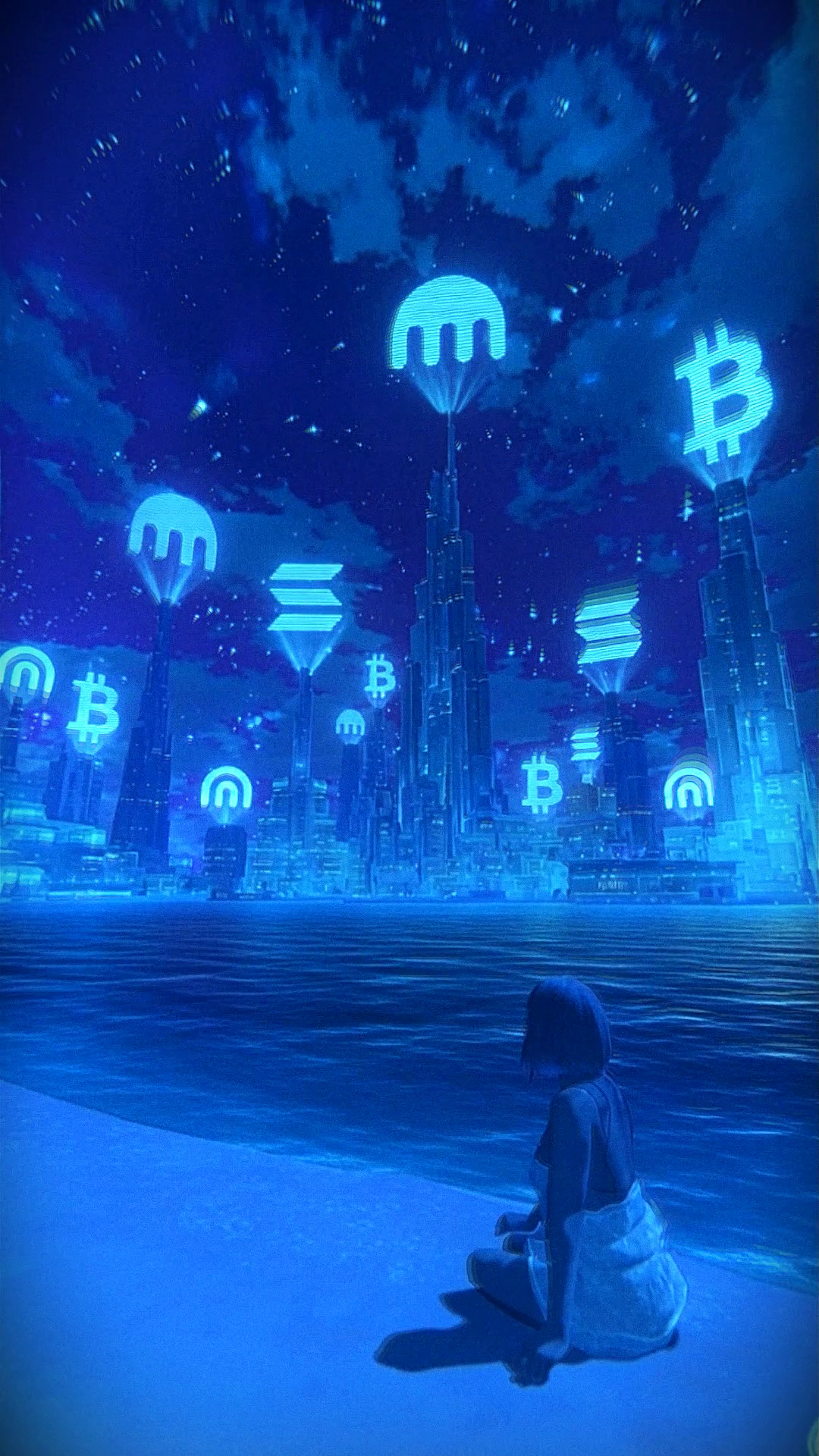 A luminous blue underwater world.